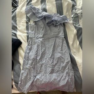 J crew blue seersucker one shoulder dress 12
